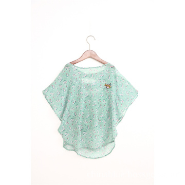 Girls high quality printed top in butterfly sleeve